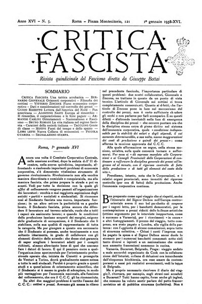 Critica fascista rivista quindicinale del fascismo diretta da Giuseppe Bottai