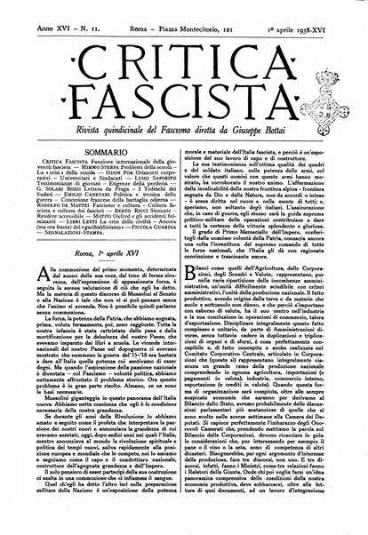 Critica fascista rivista quindicinale del fascismo diretta da Giuseppe Bottai