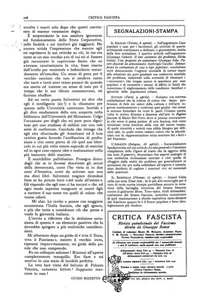 Critica fascista rivista quindicinale del fascismo diretta da Giuseppe Bottai