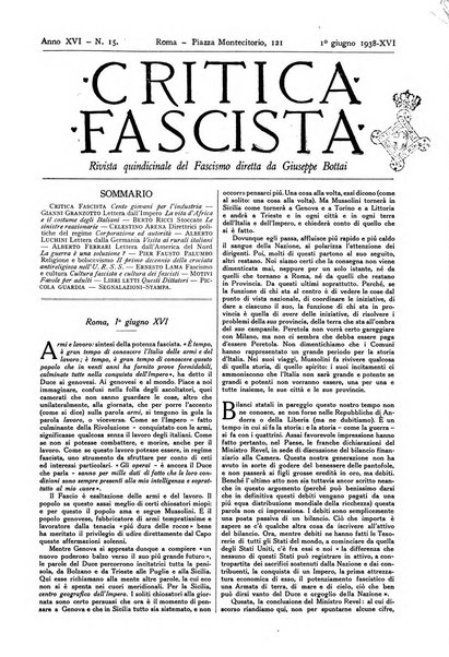 Critica fascista rivista quindicinale del fascismo diretta da Giuseppe Bottai