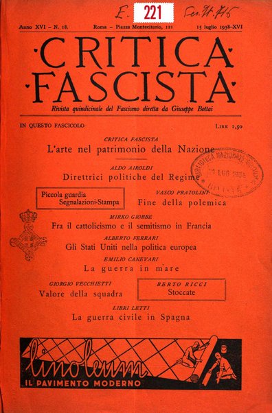 Critica fascista rivista quindicinale del fascismo diretta da Giuseppe Bottai