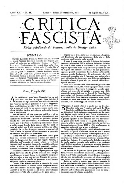 Critica fascista rivista quindicinale del fascismo diretta da Giuseppe Bottai