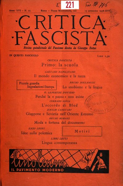 Critica fascista rivista quindicinale del fascismo diretta da Giuseppe Bottai