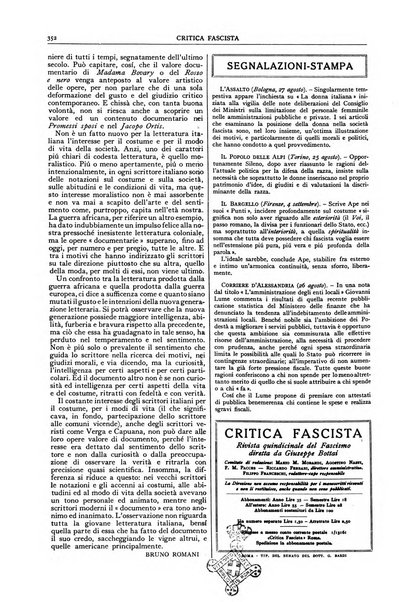 Critica fascista rivista quindicinale del fascismo diretta da Giuseppe Bottai