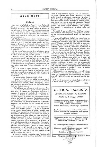 Critica fascista rivista quindicinale del fascismo diretta da Giuseppe Bottai