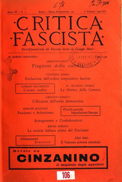 Critica fascista rivista quindicinale del fascismo diretta da Giuseppe Bottai