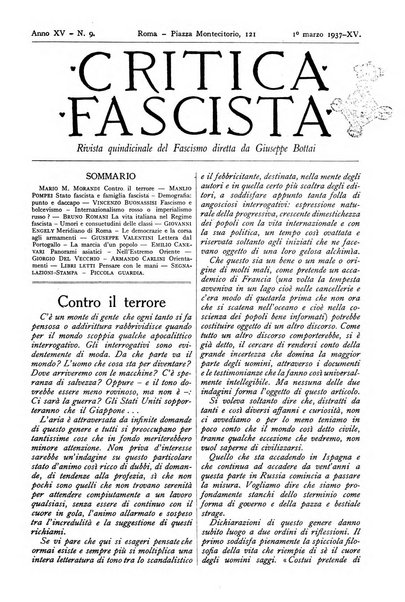 Critica fascista rivista quindicinale del fascismo diretta da Giuseppe Bottai