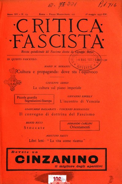 Critica fascista rivista quindicinale del fascismo diretta da Giuseppe Bottai