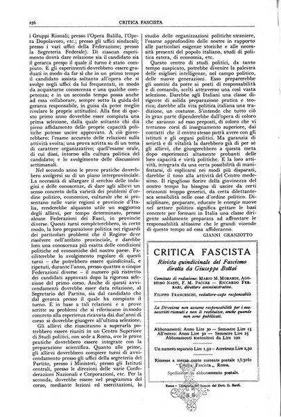 Critica fascista rivista quindicinale del fascismo diretta da Giuseppe Bottai