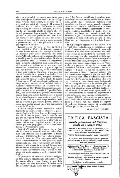 Critica fascista rivista quindicinale del fascismo diretta da Giuseppe Bottai