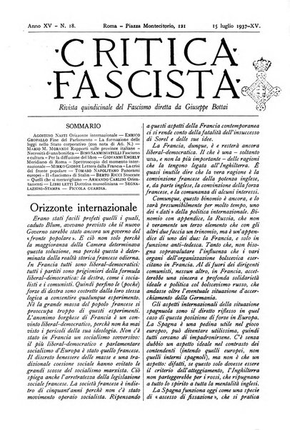 Critica fascista rivista quindicinale del fascismo diretta da Giuseppe Bottai