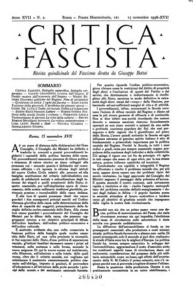 Critica fascista rivista quindicinale del fascismo diretta da Giuseppe Bottai