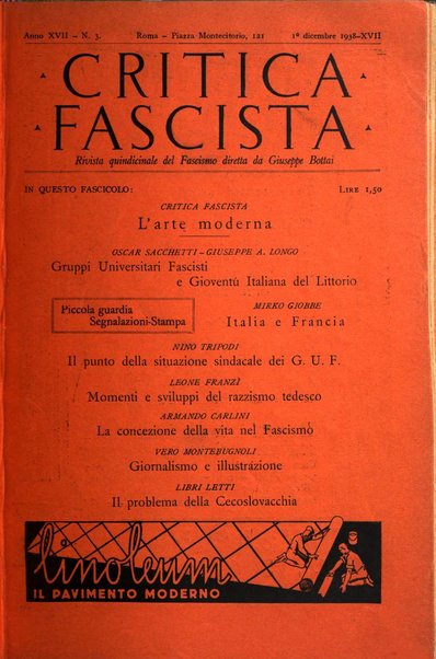 Critica fascista rivista quindicinale del fascismo diretta da Giuseppe Bottai