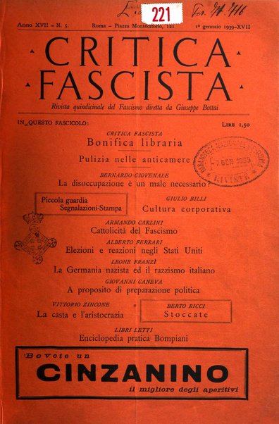 Critica fascista rivista quindicinale del fascismo diretta da Giuseppe Bottai