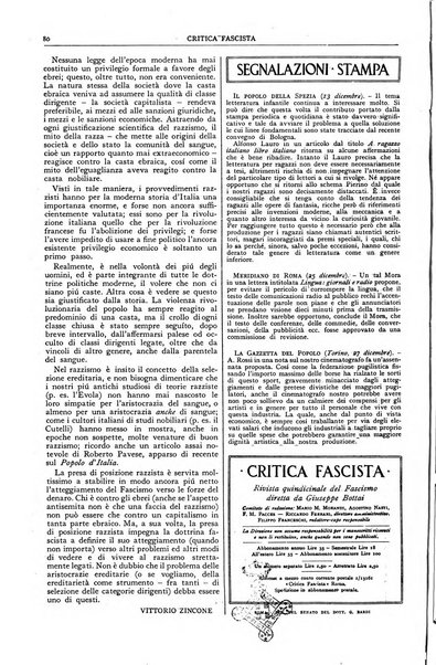 Critica fascista rivista quindicinale del fascismo diretta da Giuseppe Bottai