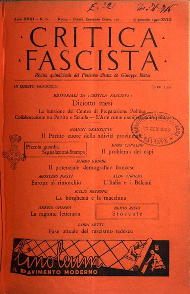 Critica fascista rivista quindicinale del fascismo diretta da Giuseppe Bottai