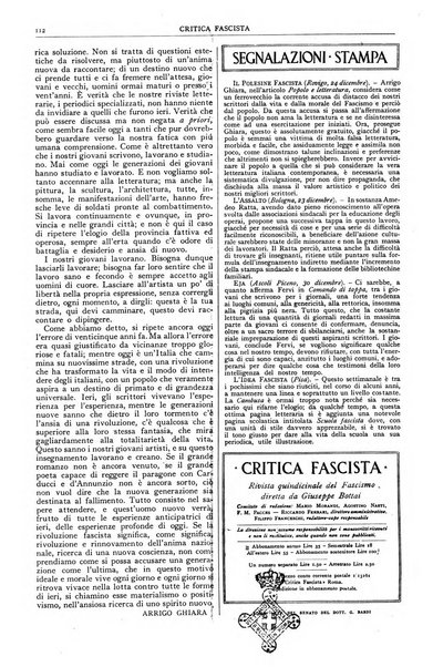 Critica fascista rivista quindicinale del fascismo diretta da Giuseppe Bottai