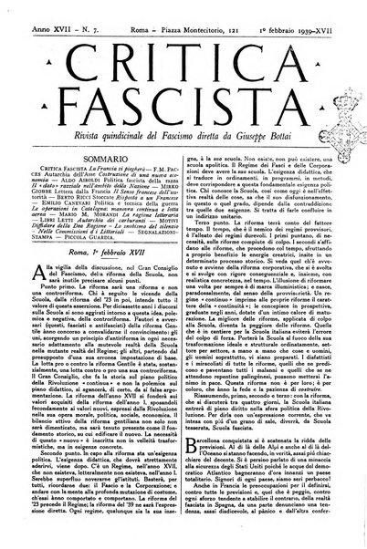 Critica fascista rivista quindicinale del fascismo diretta da Giuseppe Bottai