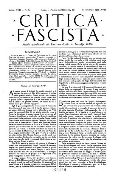 Critica fascista rivista quindicinale del fascismo diretta da Giuseppe Bottai