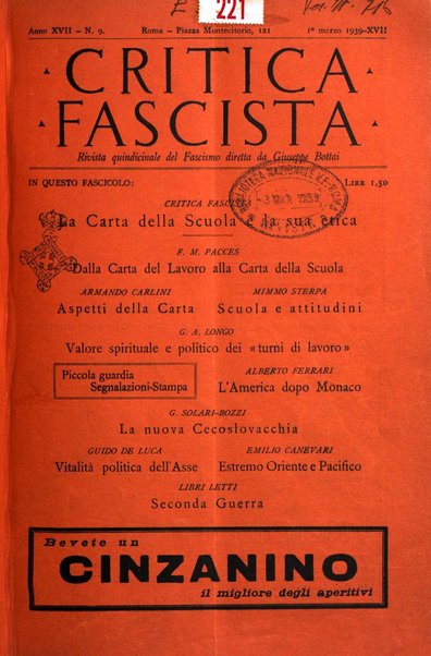 Critica fascista rivista quindicinale del fascismo diretta da Giuseppe Bottai