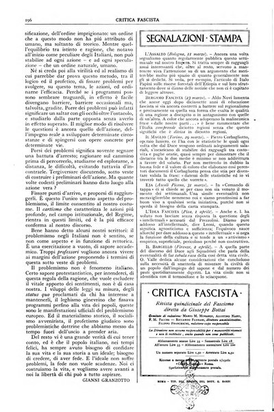 Critica fascista rivista quindicinale del fascismo diretta da Giuseppe Bottai