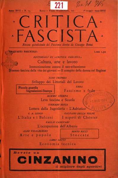 Critica fascista rivista quindicinale del fascismo diretta da Giuseppe Bottai