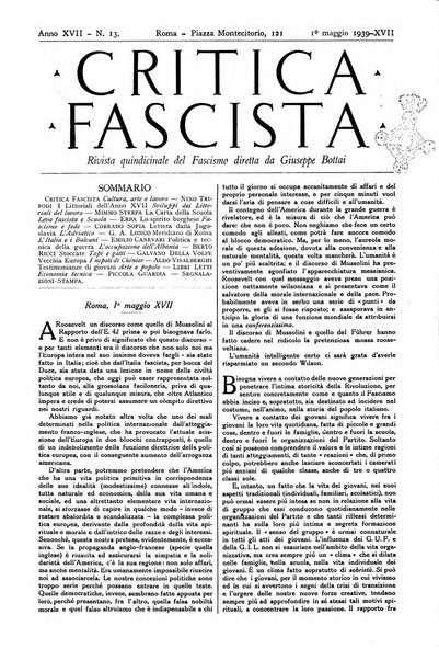 Critica fascista rivista quindicinale del fascismo diretta da Giuseppe Bottai