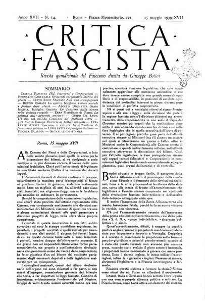 Critica fascista rivista quindicinale del fascismo diretta da Giuseppe Bottai