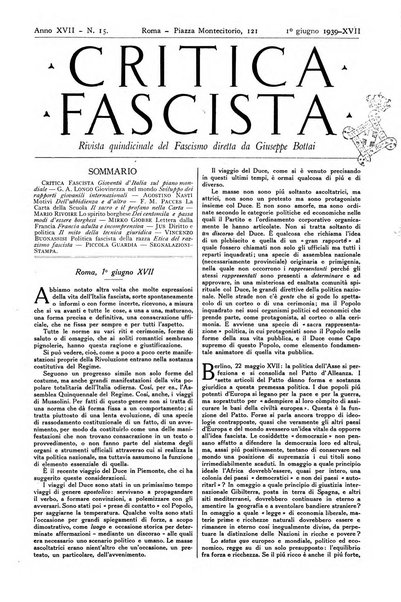 Critica fascista rivista quindicinale del fascismo diretta da Giuseppe Bottai