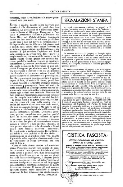 Critica fascista rivista quindicinale del fascismo diretta da Giuseppe Bottai