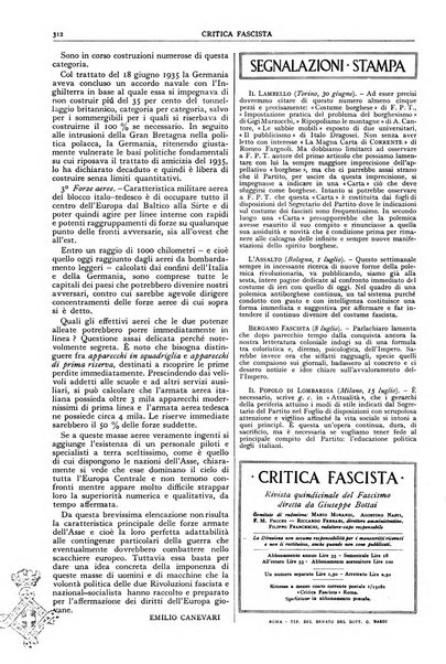 Critica fascista rivista quindicinale del fascismo diretta da Giuseppe Bottai