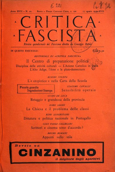 Critica fascista rivista quindicinale del fascismo diretta da Giuseppe Bottai