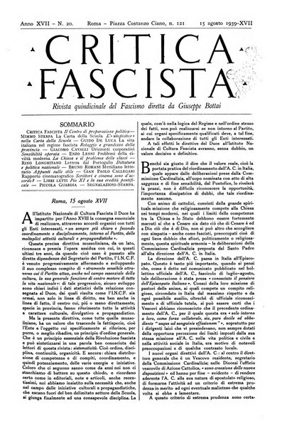 Critica fascista rivista quindicinale del fascismo diretta da Giuseppe Bottai