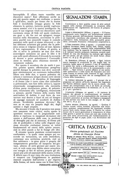 Critica fascista rivista quindicinale del fascismo diretta da Giuseppe Bottai