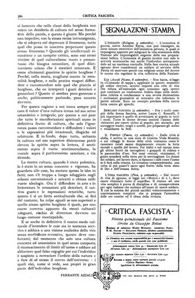 Critica fascista rivista quindicinale del fascismo diretta da Giuseppe Bottai