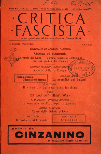 Critica fascista rivista quindicinale del fascismo diretta da Giuseppe Bottai