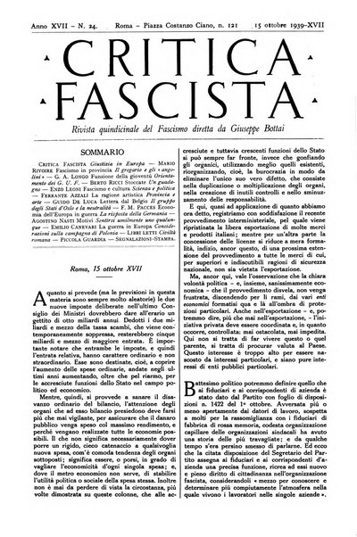 Critica fascista rivista quindicinale del fascismo diretta da Giuseppe Bottai