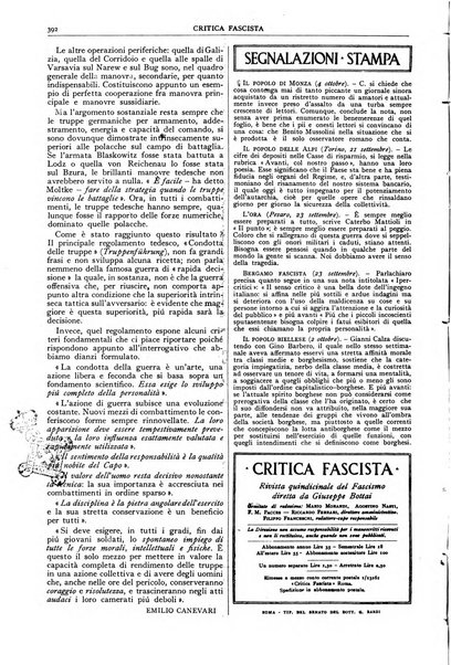 Critica fascista rivista quindicinale del fascismo diretta da Giuseppe Bottai