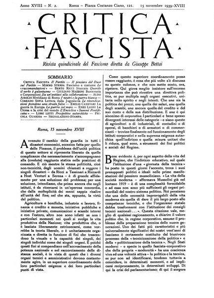 Critica fascista rivista quindicinale del fascismo diretta da Giuseppe Bottai