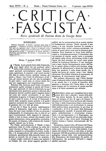 Critica fascista rivista quindicinale del fascismo diretta da Giuseppe Bottai