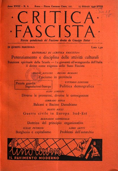 Critica fascista rivista quindicinale del fascismo diretta da Giuseppe Bottai