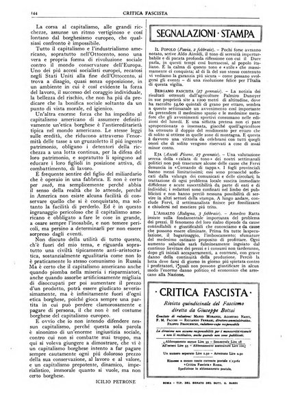 Critica fascista rivista quindicinale del fascismo diretta da Giuseppe Bottai