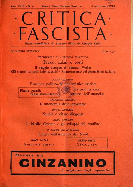 Critica fascista rivista quindicinale del fascismo diretta da Giuseppe Bottai