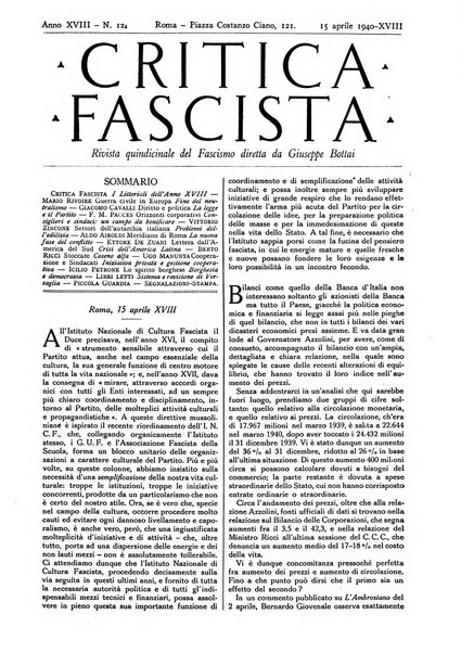 Critica fascista rivista quindicinale del fascismo diretta da Giuseppe Bottai