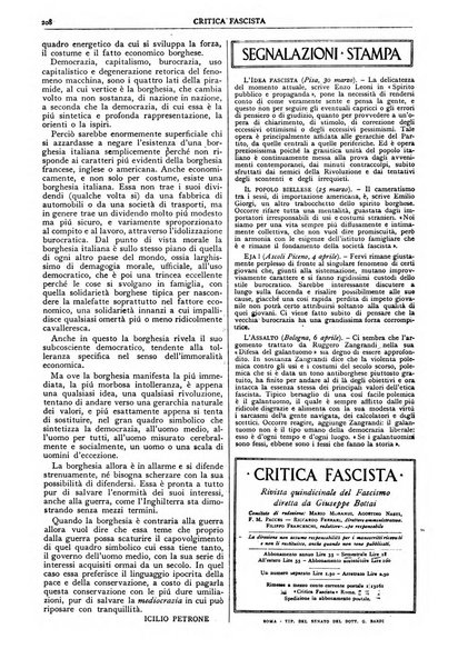 Critica fascista rivista quindicinale del fascismo diretta da Giuseppe Bottai