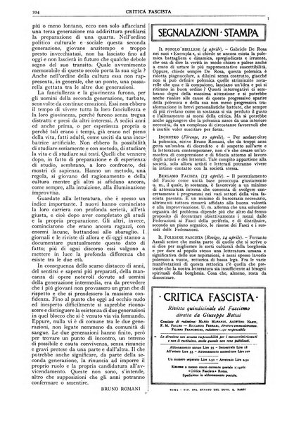 Critica fascista rivista quindicinale del fascismo diretta da Giuseppe Bottai