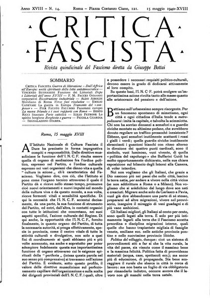 Critica fascista rivista quindicinale del fascismo diretta da Giuseppe Bottai