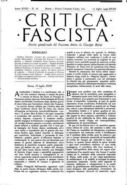 Critica fascista rivista quindicinale del fascismo diretta da Giuseppe Bottai