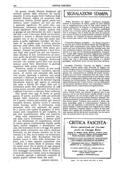 Critica fascista rivista quindicinale del fascismo diretta da Giuseppe Bottai