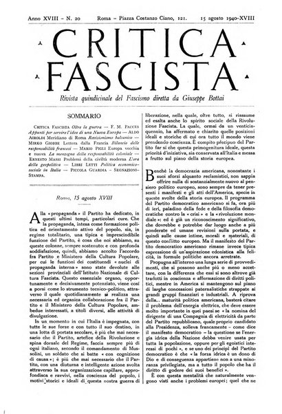 Critica fascista rivista quindicinale del fascismo diretta da Giuseppe Bottai